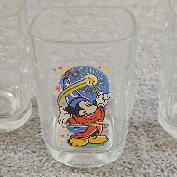 Walt Disney McDonalds 2000 Set Of 4 Square Glass Tumblers Disney Parks Vintage - Picture 3 of 7